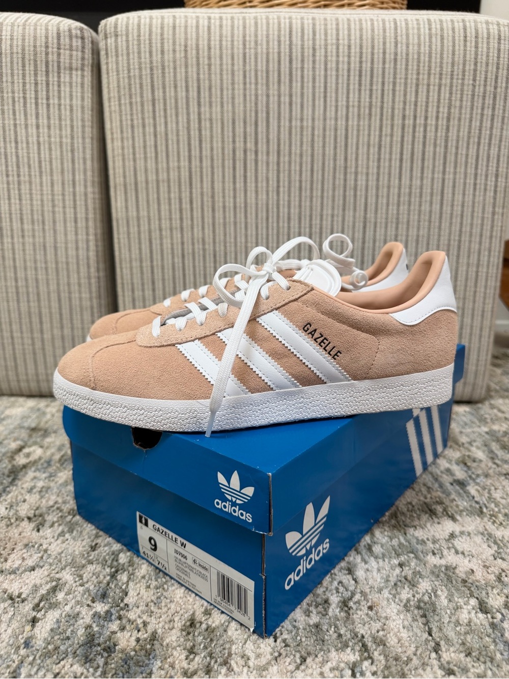 adidas Gazelle Women’s Sneakers in Light Pink and White - 9